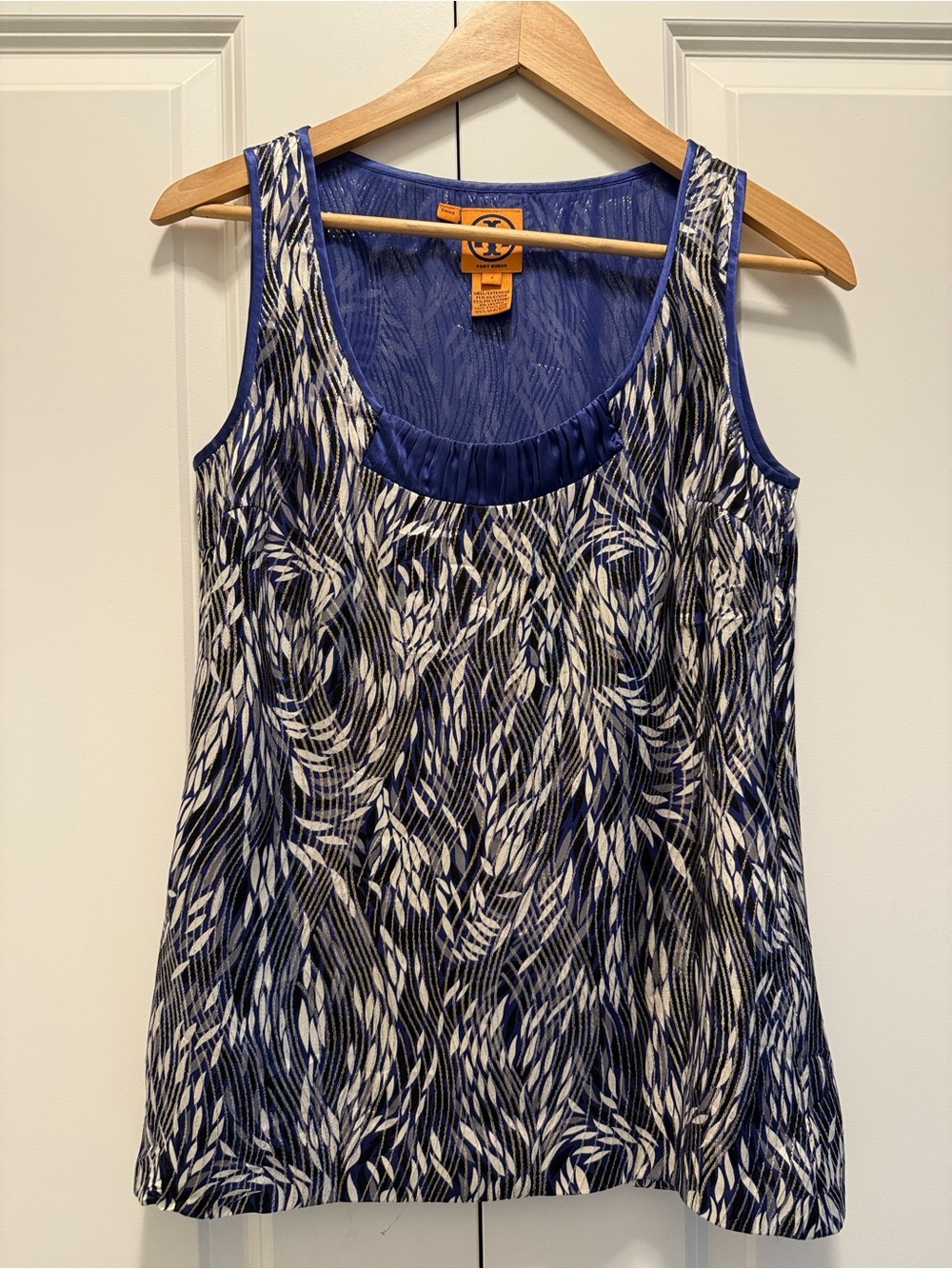 Tory Burch Silk Metallic Swirl Tank Top